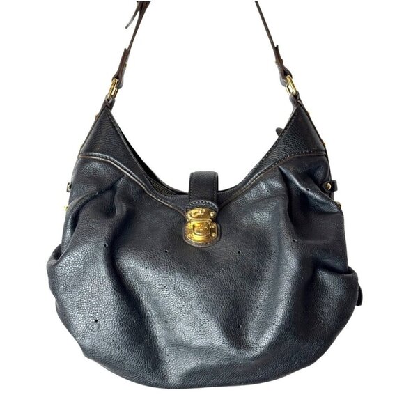 Louis Vuitton Purse Noir Black Leather Monogram Mahina Shoulder Bag Luxury Hobo - Picture 3 of 15